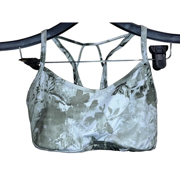 JoyLab Womens Sports Bra Medium Green Floral Strappy Back Activewear Yoga Gym - Picture 1 of 7